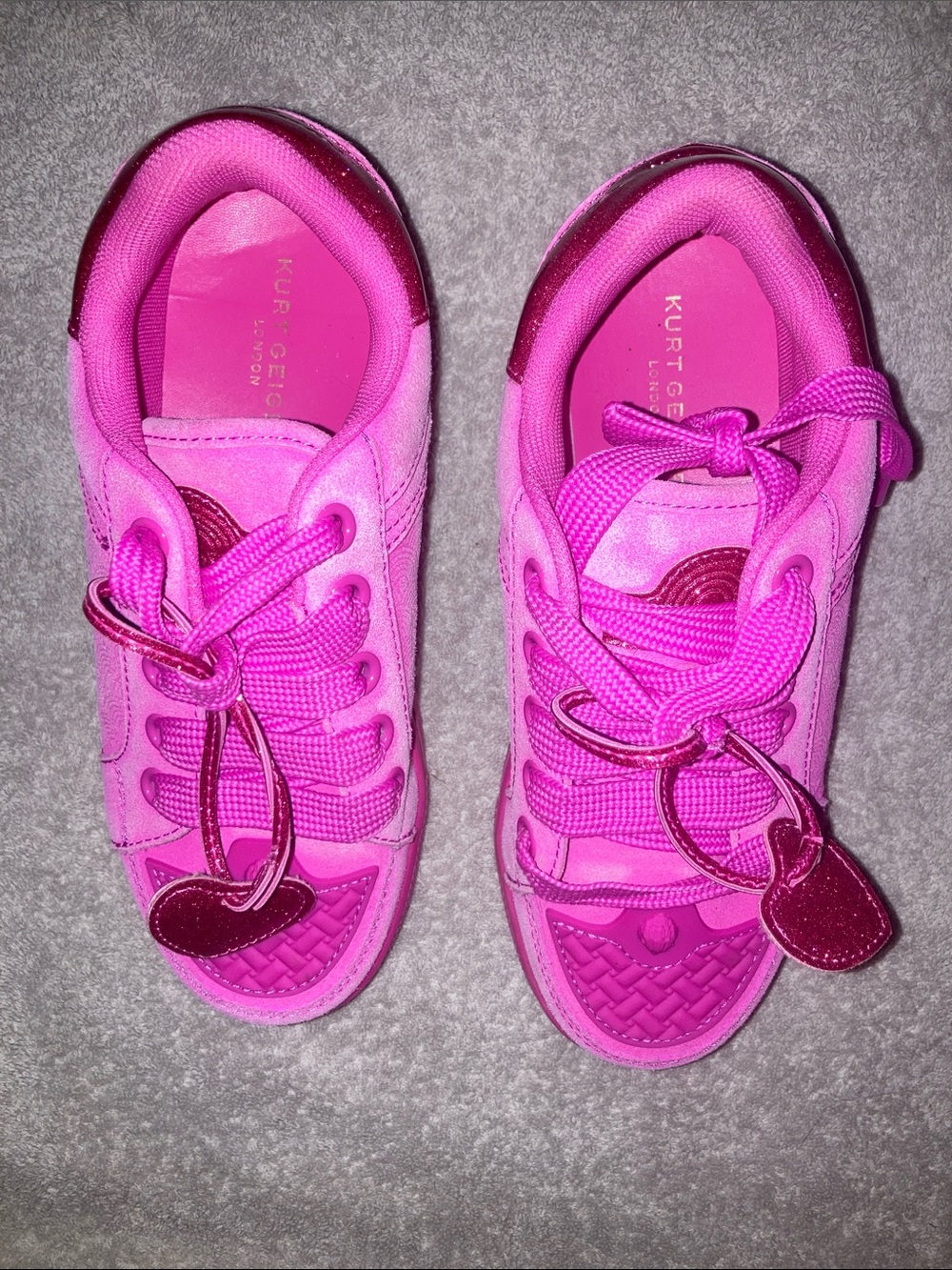 Kurt Geiger Kids Bright Pink Heart Charm Trainers